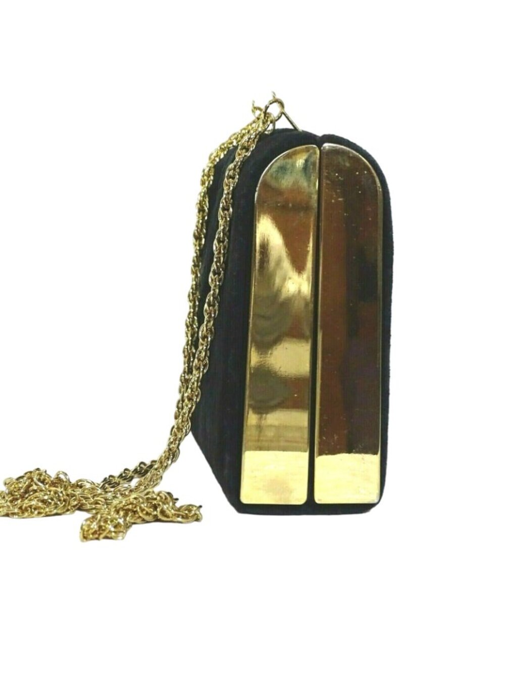 Vintage 50s 60s Ande Purse Crossbody 5x6 Formal Party Black Chain Strap - Picture 3 of 7